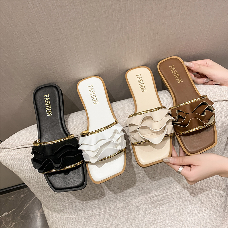 hot Women Slippers Flat Bottom Simple Design Versatile Plus Size Comfort Indoor Wear Triple Black Brown Beige White Free shipping
