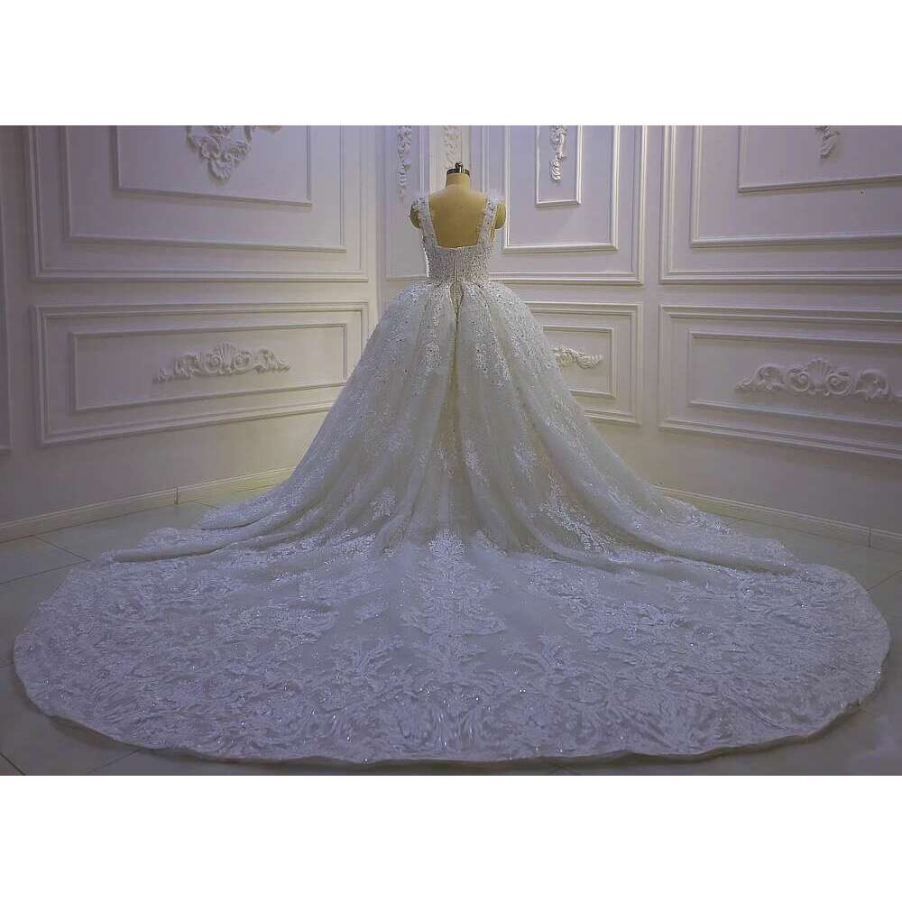 Custom Thin Straps Appliques Lace Neckline Deep V-neck 2 in 1 Mermaid Wedding Dress