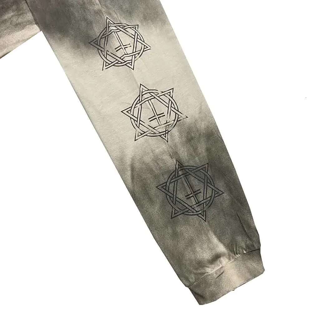 Distressed Washed Vintage Tie Dye Letter Embroidery Mens Tshirts Long Sleeve Cotton Oversized Top Tees Round Neck Casual T-Shirt