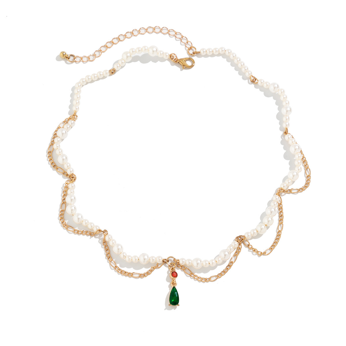 Woman Temperament imitation pearl wavy tassel necklace neck minimalist handmade beaded designer collarbone ornament