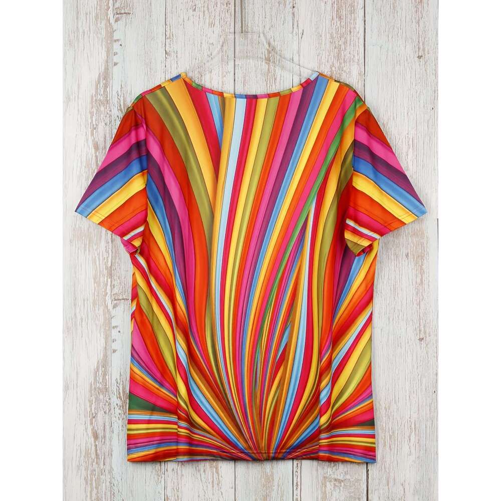 Plus T-Shirt Casual Fashion Printed Round-Neck Short-Sleeved T-Shirt Plus Size Women's Clothing