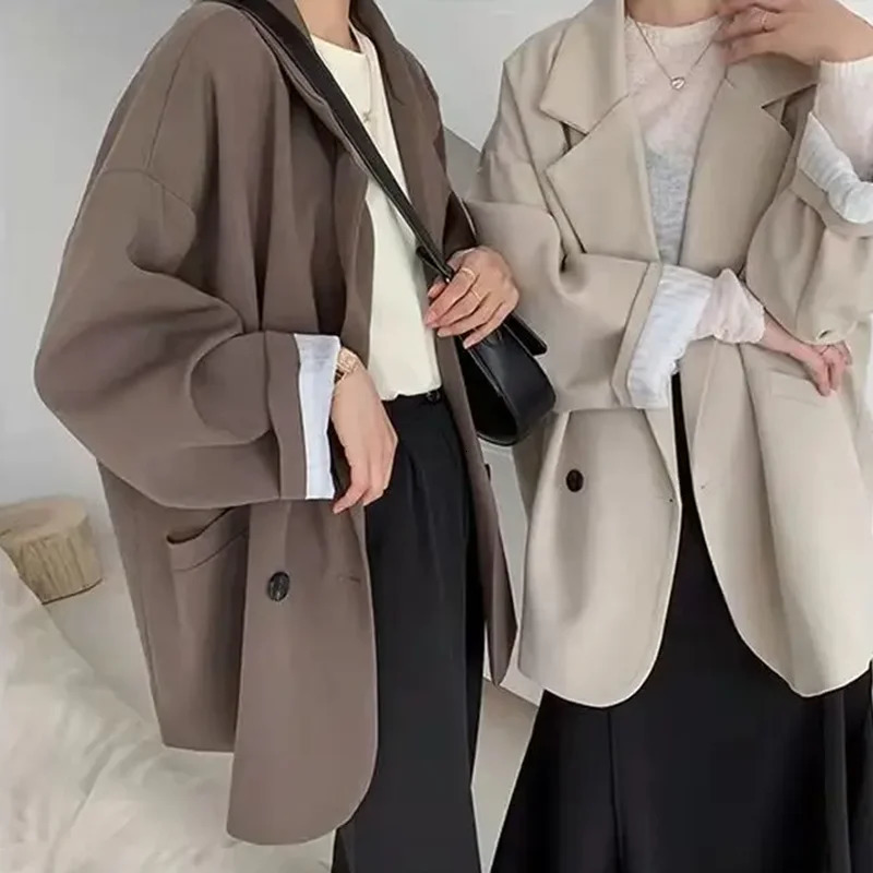 Oversize Blazers Women Fall Long Sleeve Black Suit Streetwear Korean Loose Jacket Spring Autumn Coat Double Breasted outwea 250213