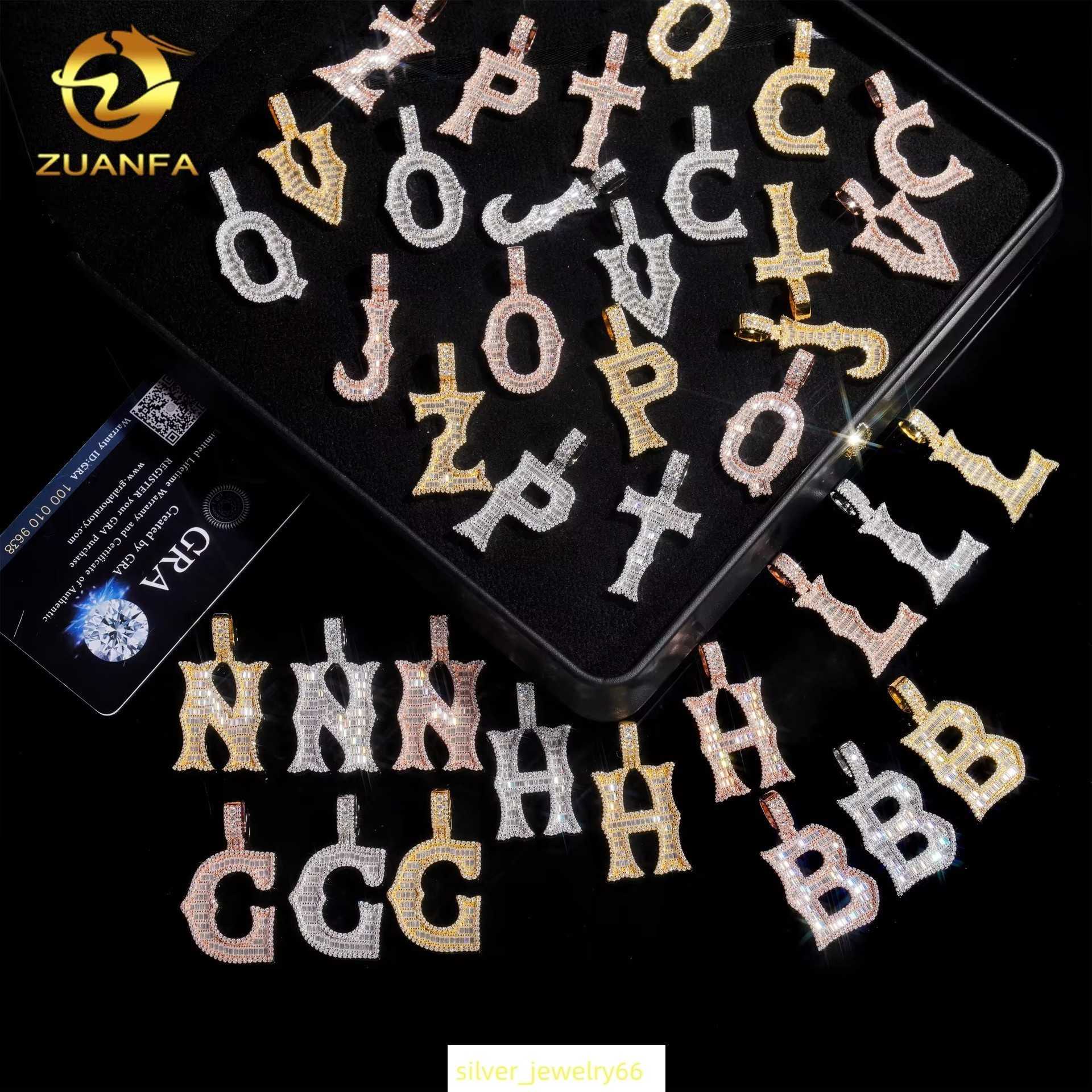 Diamond hair ins personalized hip-hop 24 letter pendant 925 silver inlaid moissanite can pass through 4mm tennis chain