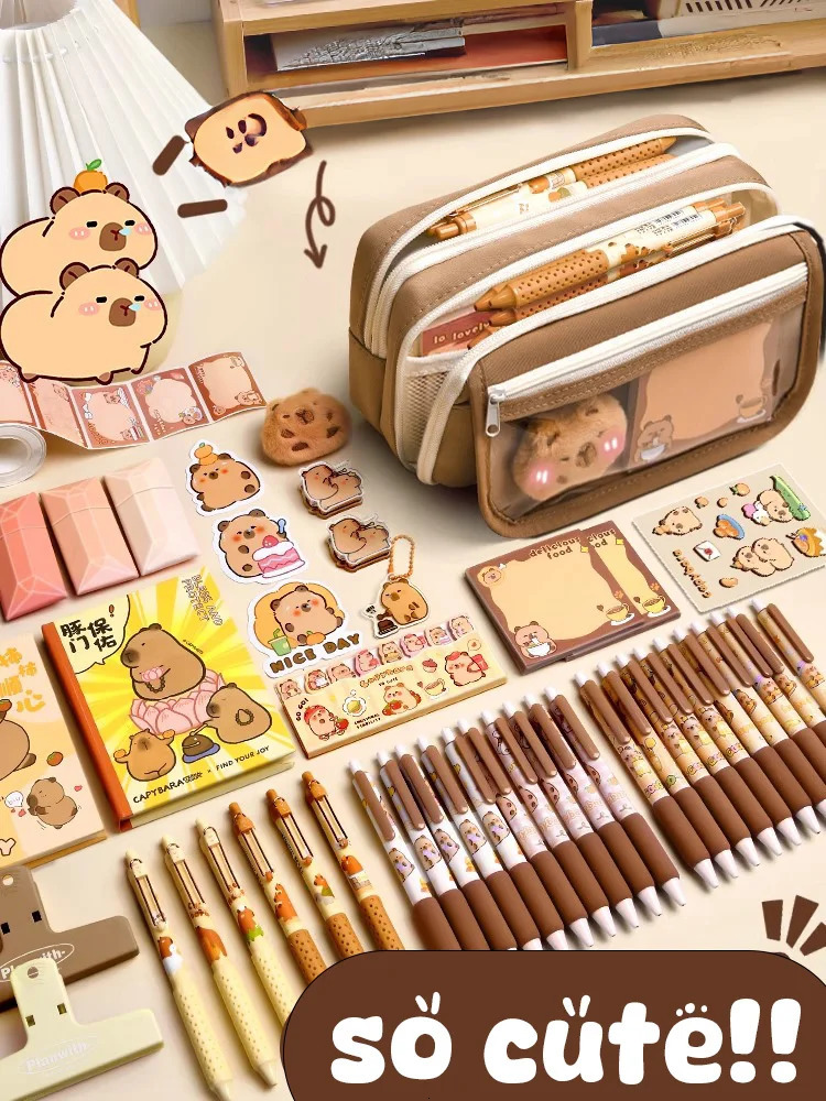 Cute fabric pencil case Kawaii large capacity animal zipper rens bag rens boys pencil bag girls school supplies 250210
