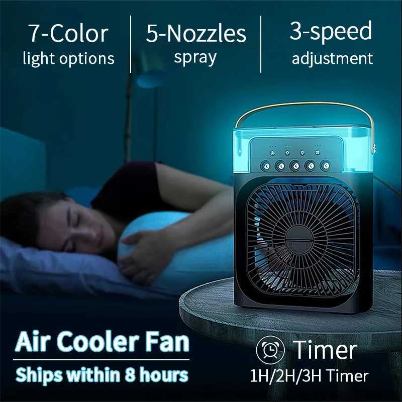 New 3 In 1 Fan AIr Conditioner Household Mini Air Cooler LED Night Light Portable Humidifier Air Adjustment Fan Office Home Fan Z250214