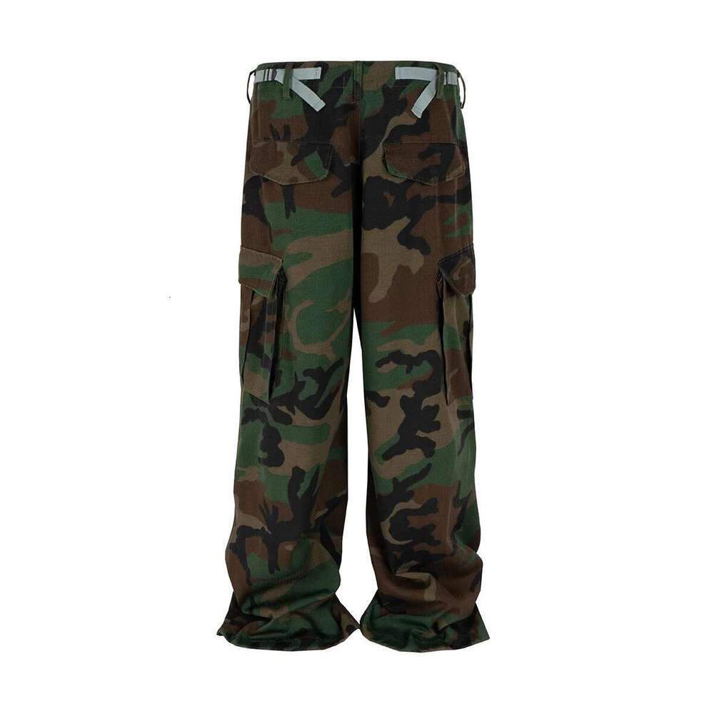 Streetwear Multi-Pockets Baggy Camouflage Cargo Pants Mens And Womens Straight Patchwork Loose Casual Overalls Oversized Jeans