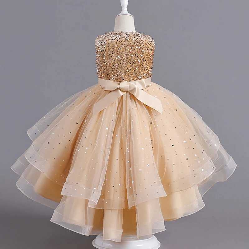 3-14 Years Teenagers Girls Dress Summer Sequins Sleeveless New Princess Dress Evening Gowns Birthday Par Performance Costumes Z250214