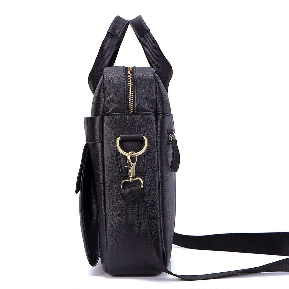 Fashion Briefcase For Men Genuine Leather Handbag Male Large A4 Document Shoulder Bag Men's 15.6 Inch Laptop Messenger Bags Tote