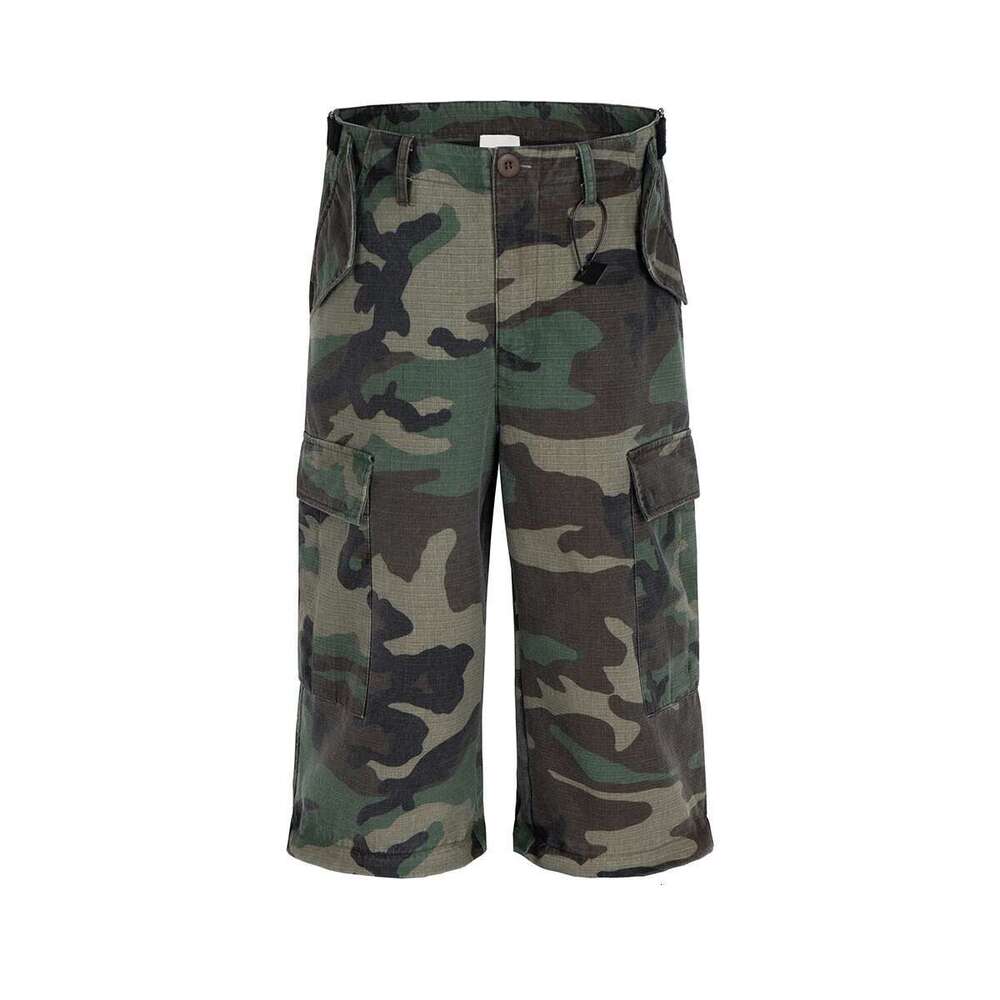 Knee Detachable Wide Leg Patchwork Camouflage Cargo Pants For Men And Women Straight Contrast Color Baggy Oversized
