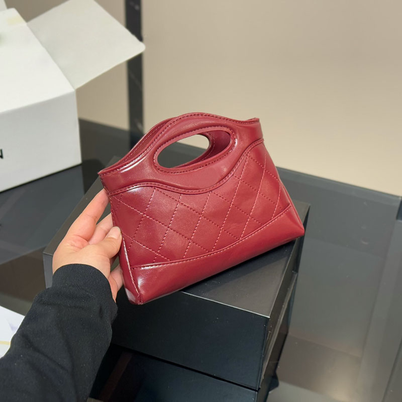 Woman Mini Red Tote Horizontal 31 Bag Designer Handbag 20x14cm Five Color Handle Diamond Lattice Light Gold Hardware Matelasse Chain Shoulder Crossbody Bags Purse