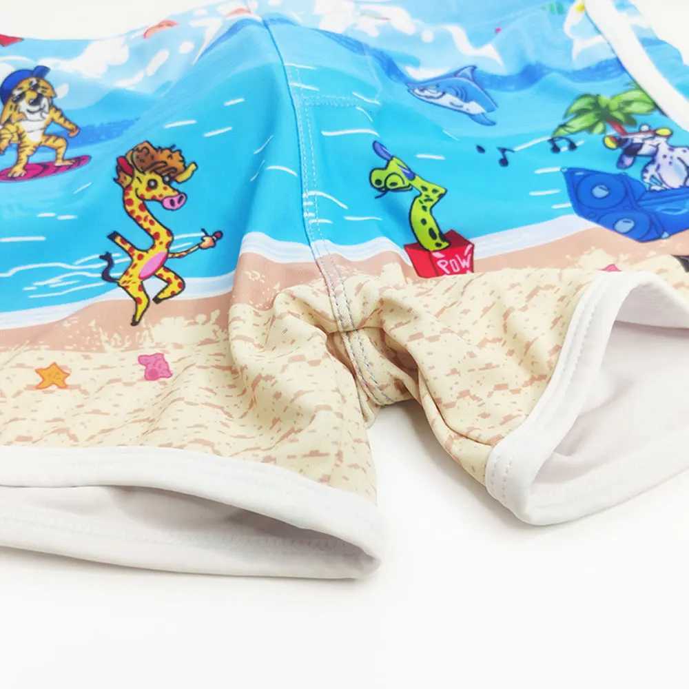 New swim trunks mens sexy boxing shorts surfing and beach sports mens swim trunks swimsuit blue print W250214