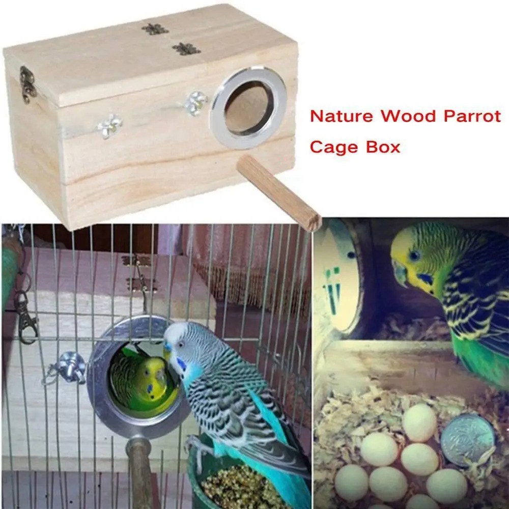 Wooden Budgie Security Bird Breeding Box Nesting House Bird supplies Cage Nest 250206