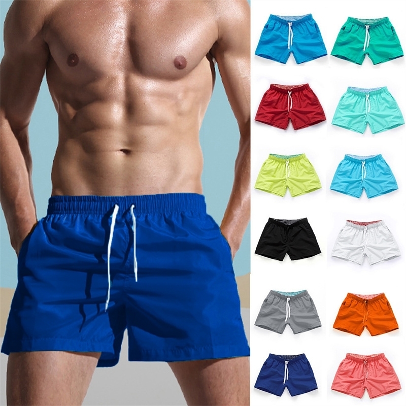 Mens Swim Trunks with Side Pockets Summer Casual Solid Color Beach Shorts Quick Dry Lightweight Board Shorts Swimwear Swimsuit 250121