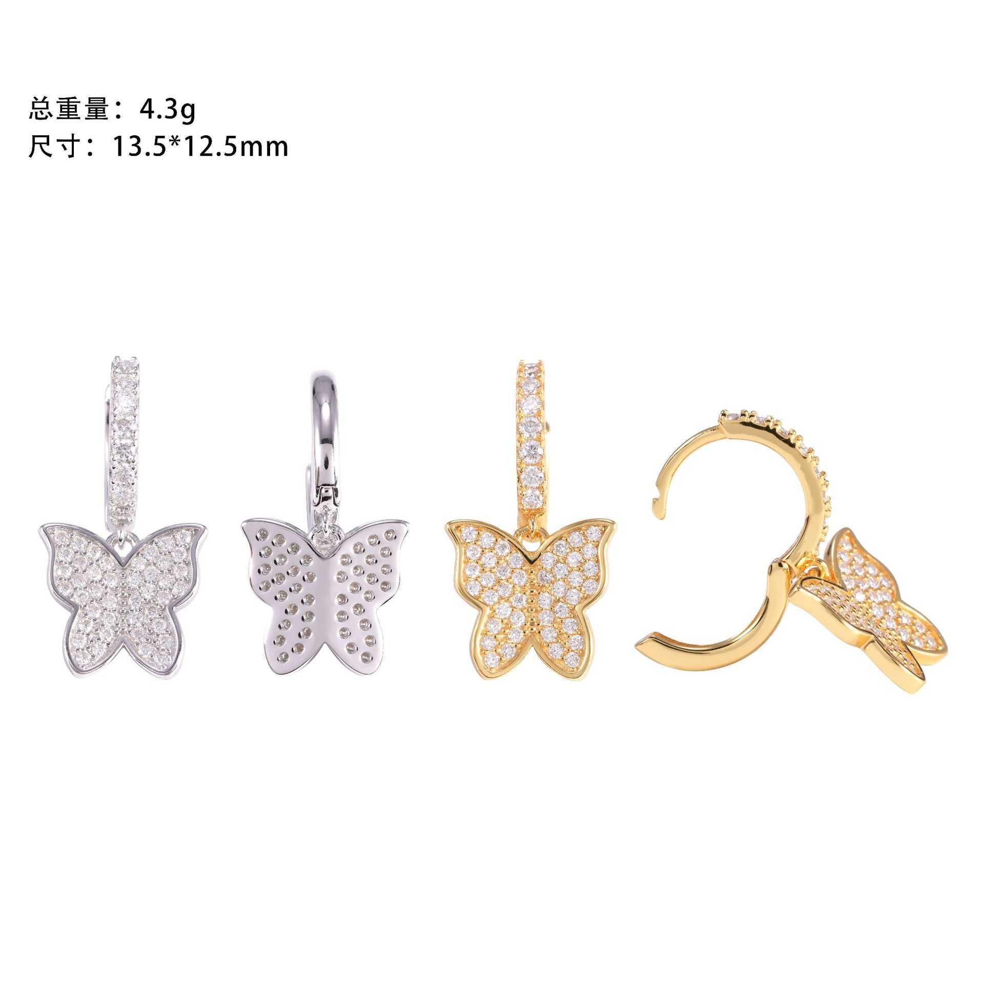 New Trend Unique Design Pendant Earrings 925 Silver VVS Mozambique Creative Butterfly Trendy Jewelry Earrings