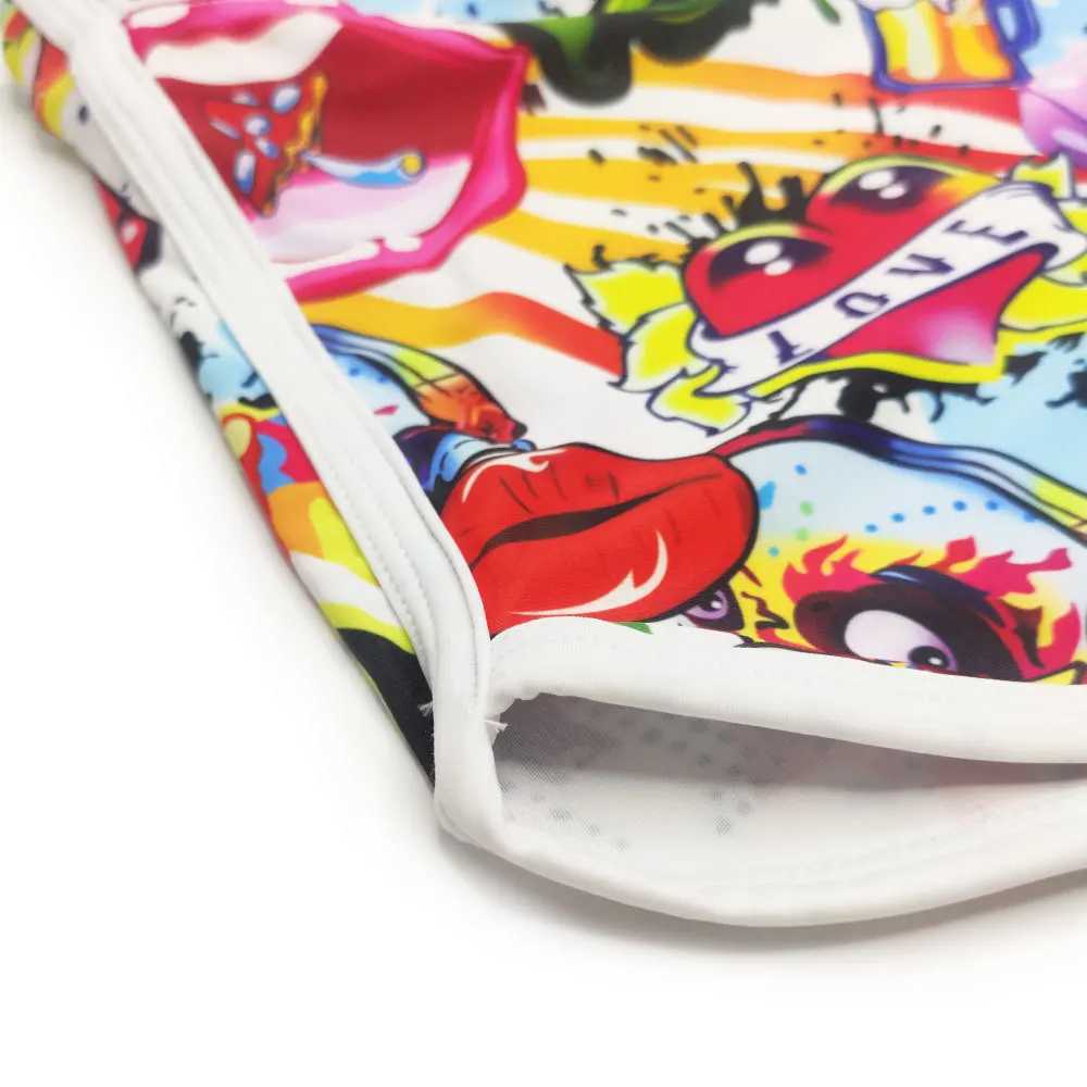 Mens swim shorts New boxer shorts Cartoon print Fun trend water sports casual style lace-up beach mens swimsuit W250214