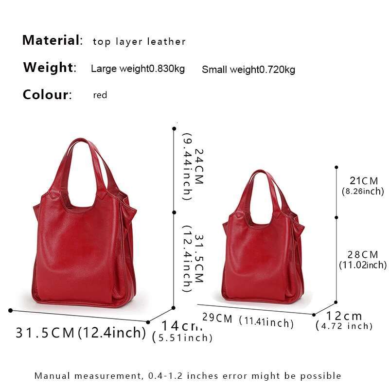 A Simple Solid Color Large Capacity Women's Tote Made Of High-Quality Soft Cowhide, With A Single Shoulder Underarm Bag