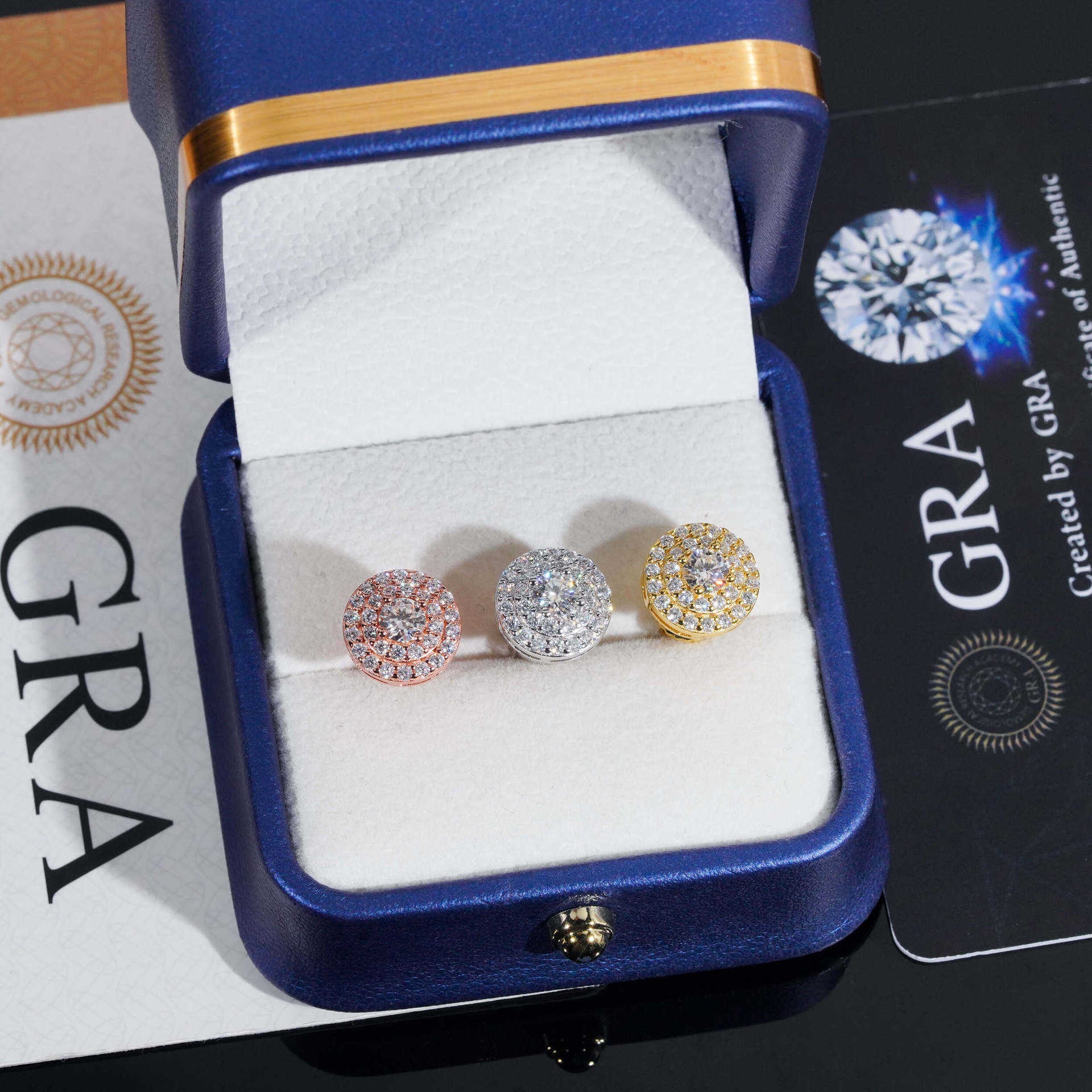 New 925 silver inlaid 4.0mm moissanite earrings with personalized high texture for men and womens trendy jewelry and jewelry