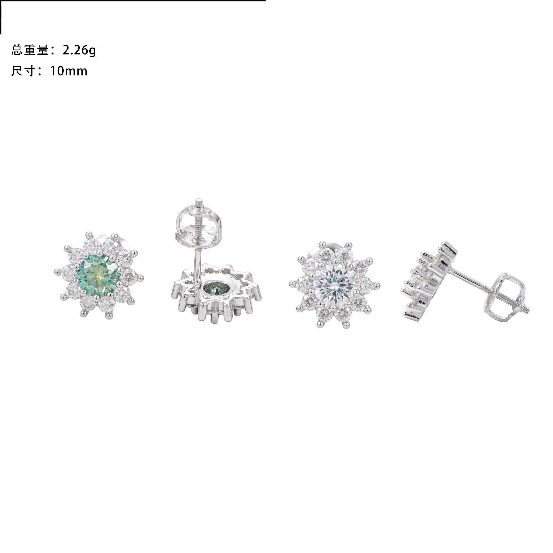 Sun flower new design fashionable earrings 925 silver vv vs moissanite two tone light luxury jewelry hot selling trendy item