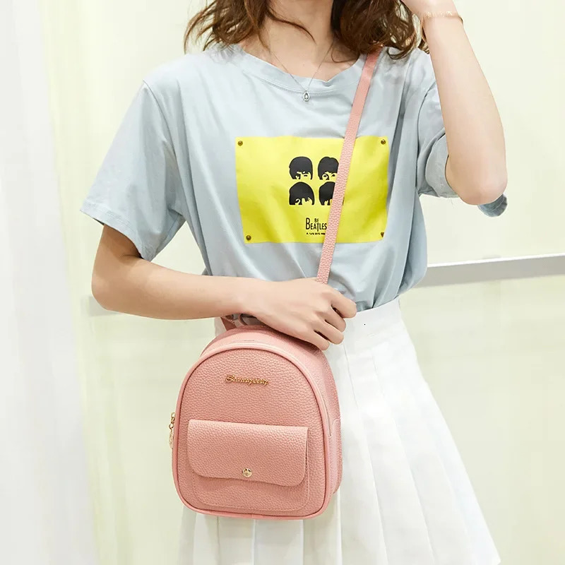 Mini Backpack Women Korean Style PU Leather Shoulder Bag for Teenage Girls Multi-Function Small Bagpack Female Phone Pouch 250214