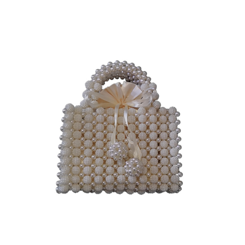 Sophisticated Ladies' Evening Tote Featuring Hand-Stitched Pearls and Beadwork Detail