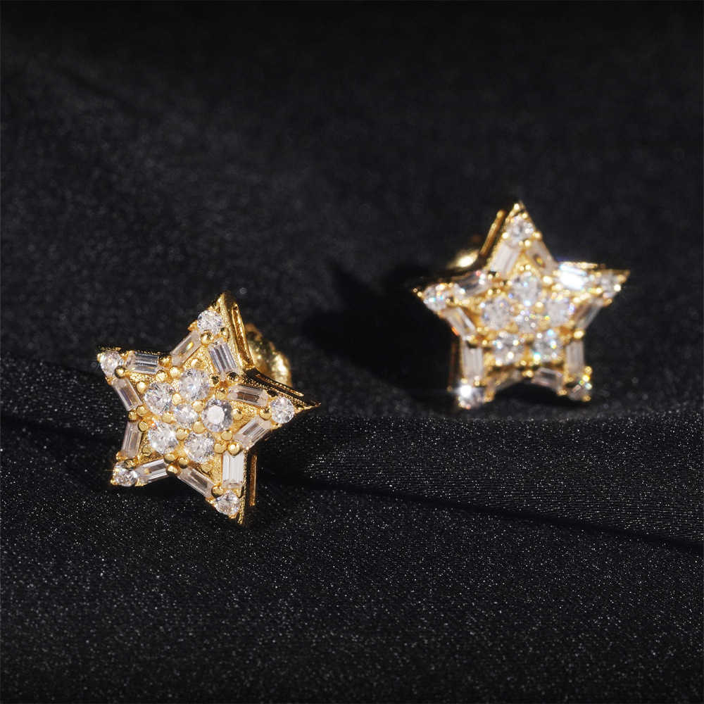 Full Diamond Hip Hop Earstuds New Product 925 Silver vvs vs. Mozambique Star Earrings Male and Female Bestseller