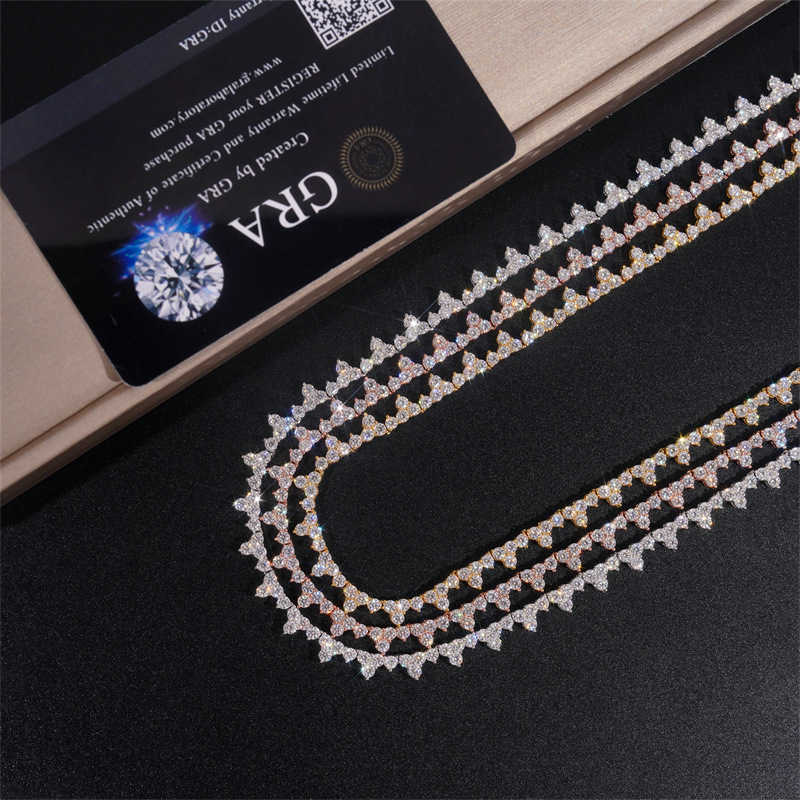 Diamond hair new 925 silver moissanite tennis chain 2.5mm hip-hop three claw bracelet necklace HipHop