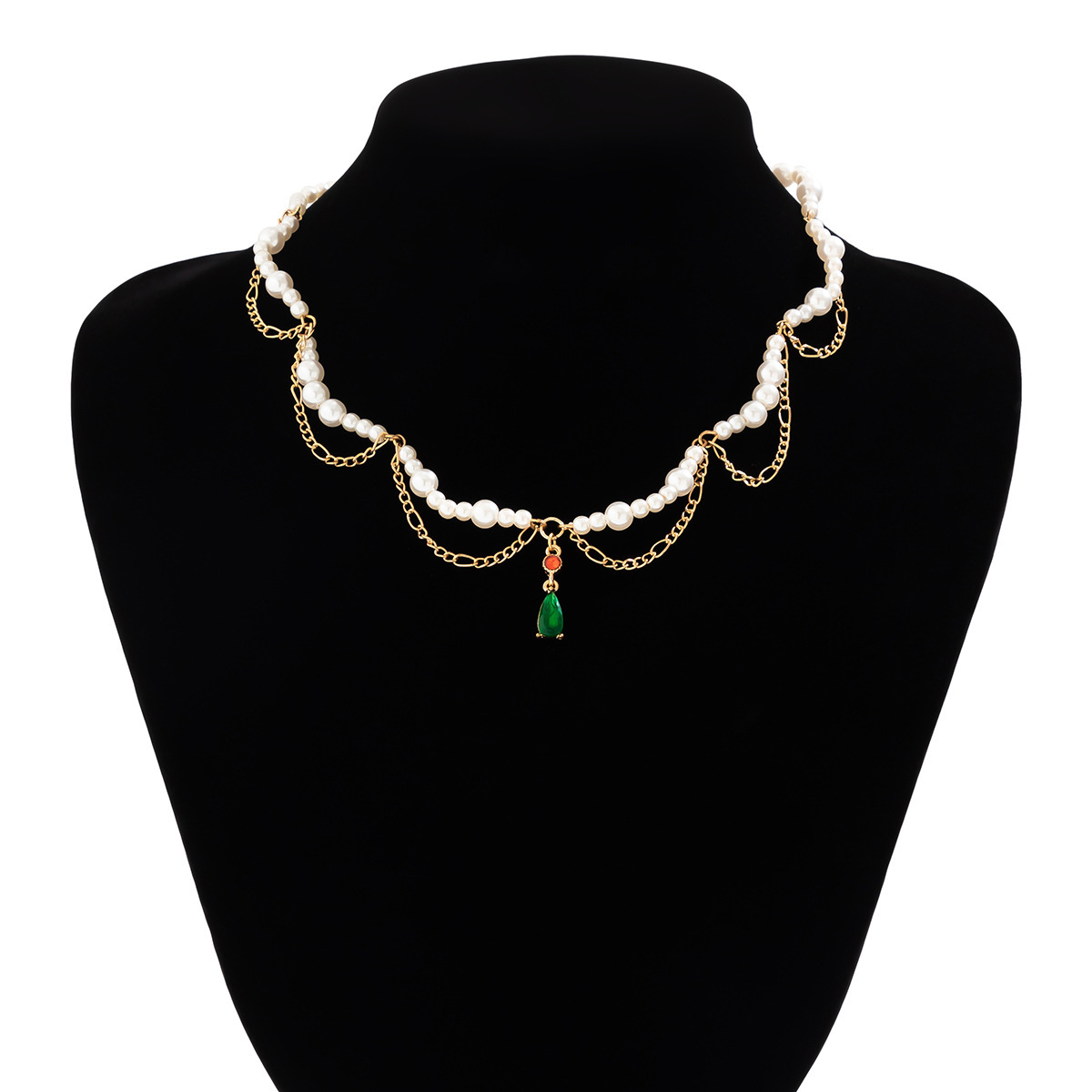 Woman Temperament imitation pearl wavy tassel necklace neck minimalist handmade beaded designer collarbone ornament