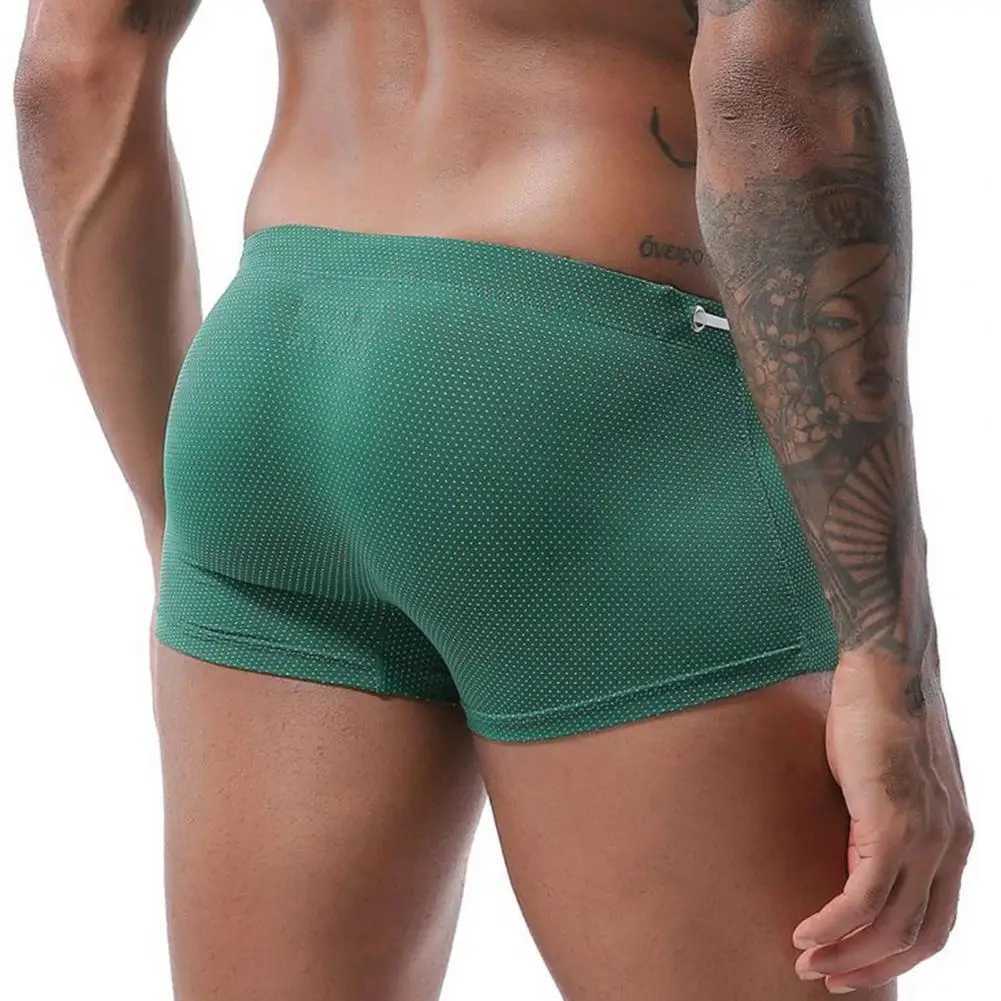 Comfortable Swimming Trunks Men Swimming Trunks Mens Low-rise Solid Color Swim Shorts with Waist Tie Stretch for Sports W250214