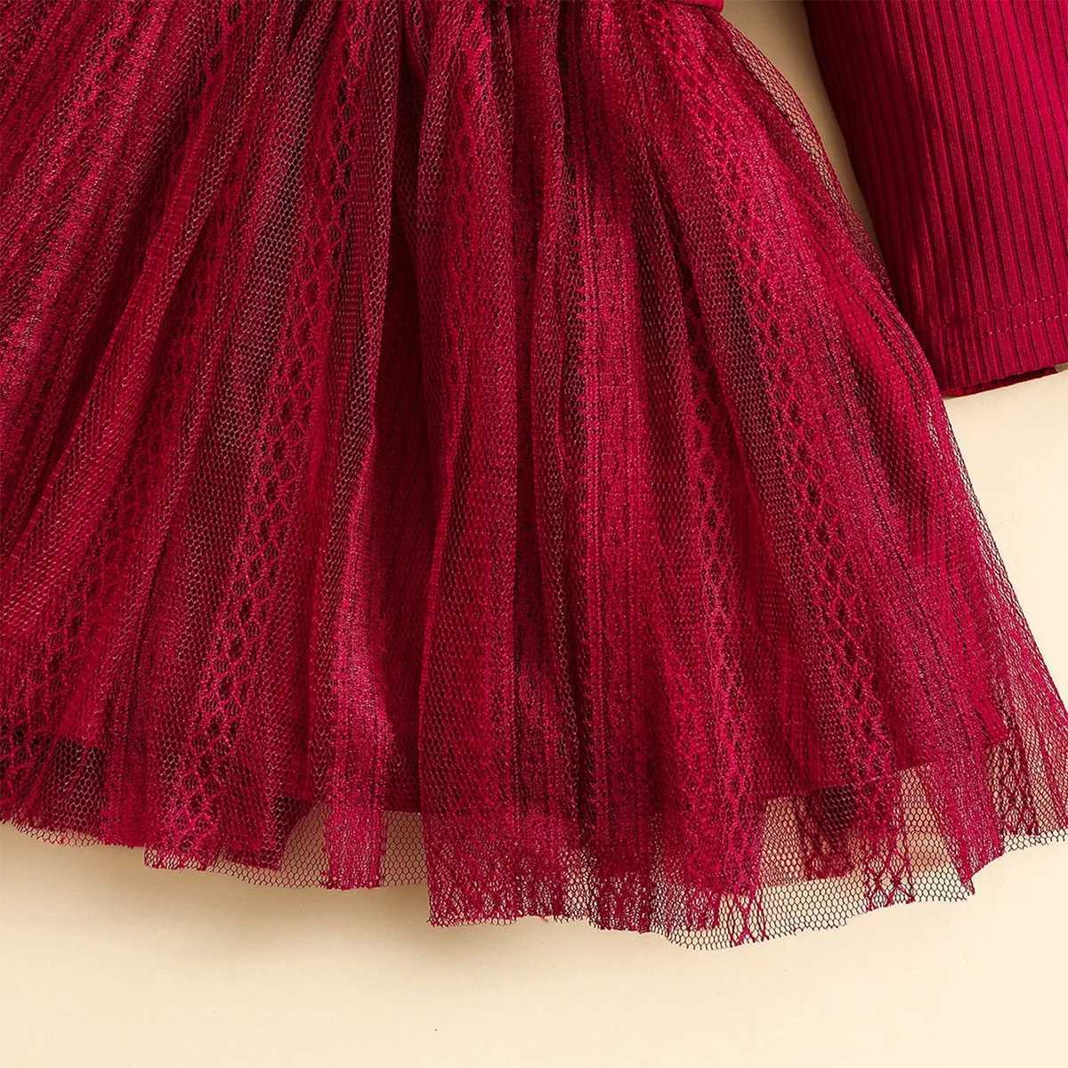 Baby Girl Red Dress For New Year Spring and Autumn Baby Mesh Tutu Dress Children Casual Outfit Flower Girl Red Gown Birthday Gif Z250214