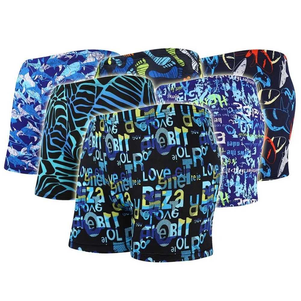 Mens Colorful Print Quick Dry Swimwear Men Trunks Swim Shorts Slim Fit Swimming Trunks for Beach Surf Beachwear W250214