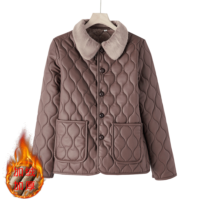 Women Lapel Jackets Winter Plus Size Cotton Thick Windproof Parka Coat Pockets Buttons Short Plush Waterproof Outerwear