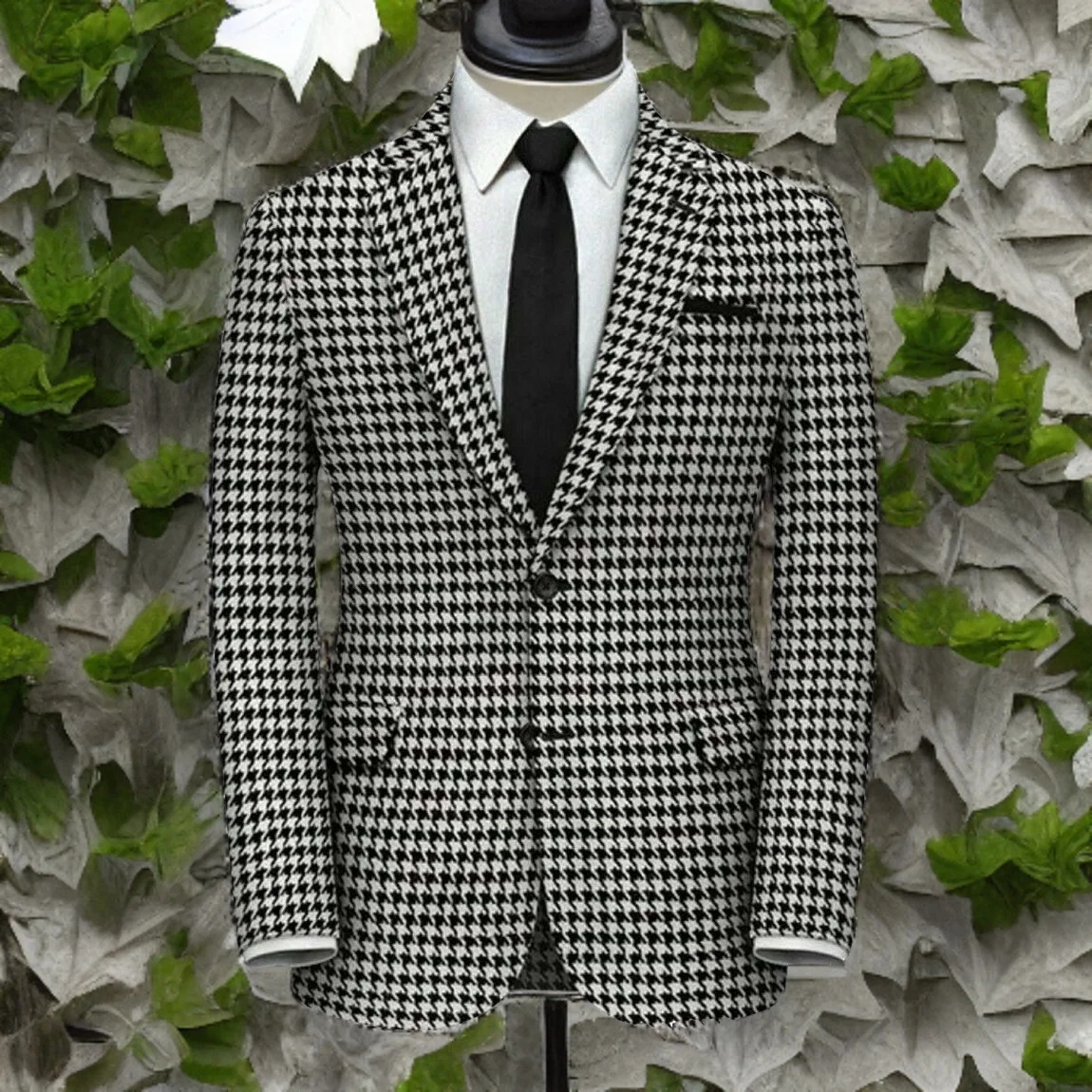 Houndstooth Blazer for Wedding Party Plaid Notched Lapel Two Buttons Men Suit Jacket Classy Male Fashion 1 PCS Coat In Stock 250211
