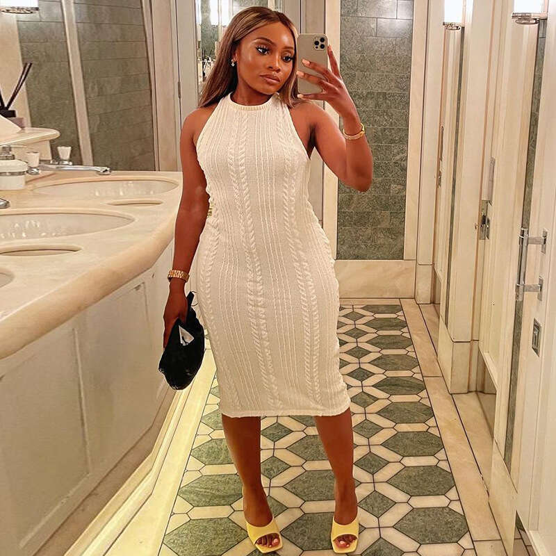 European and American summer knitted sleeveless round neck dress wholesale for women's manufacturers 2025 new casual versatile fashion clothing