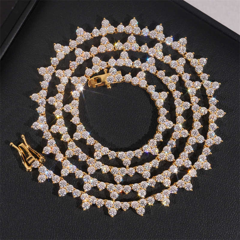 Diamond hair new 925 silver moissanite tennis chain 2.5mm hip-hop three claw bracelet necklace HipHop