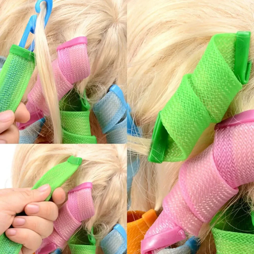 Hair Curler Heatless Hair Rollers Curler Curling Tongs Headband Rods Curls Sleeping Soft Waves Formers No Heat Curls Modeler 250214
