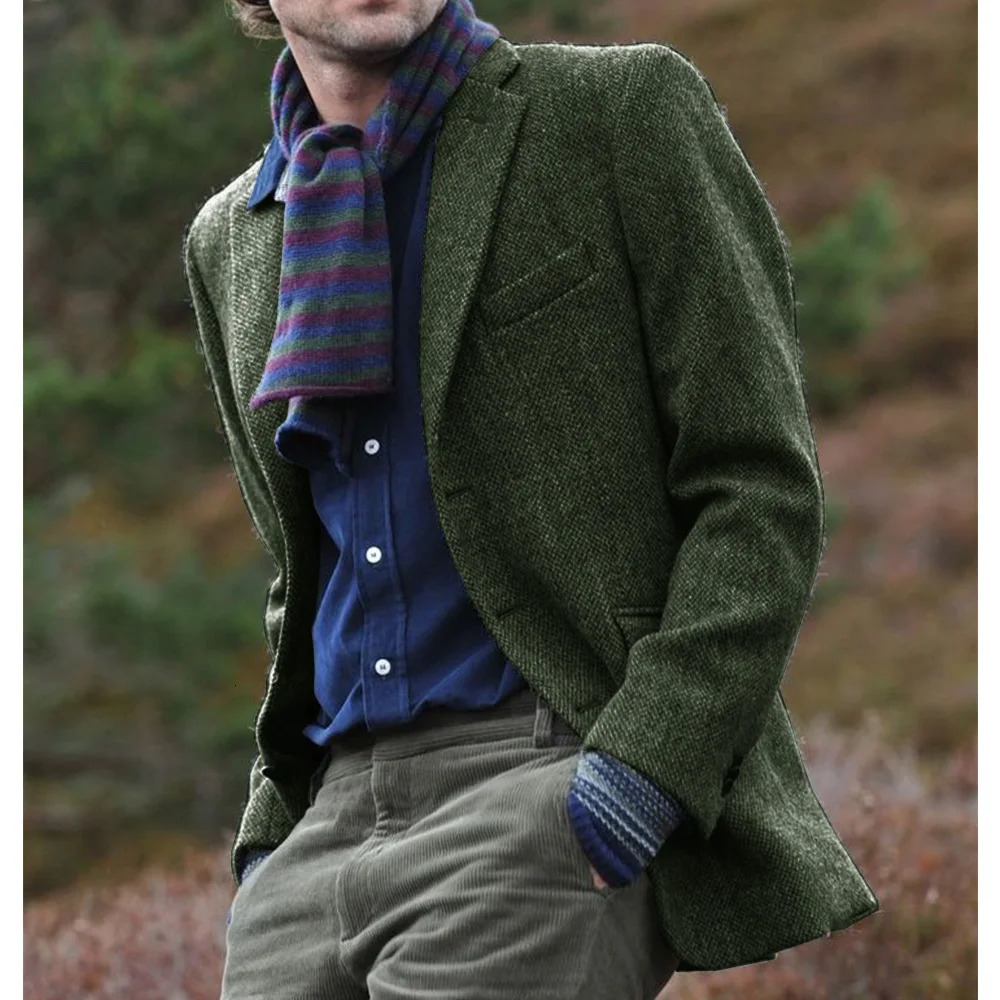 Mens Clothing Mens Coat Herringbone Jacket Slim Single Breasted Casual Comfortable Work Wear Mens Autumn Jackets Man 250211