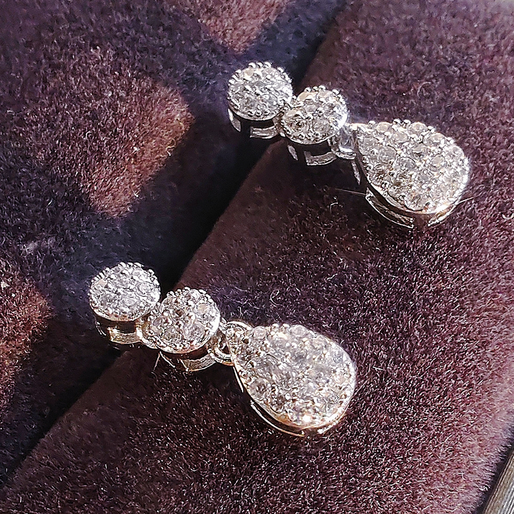 Sparkling Gorgeous Dangle Earrings Luxury Jewelry 925 Sterling Silver Pave Micro 5A Cubic Zircon CZ Diamond Water Drop Women Wedding Earring Gift