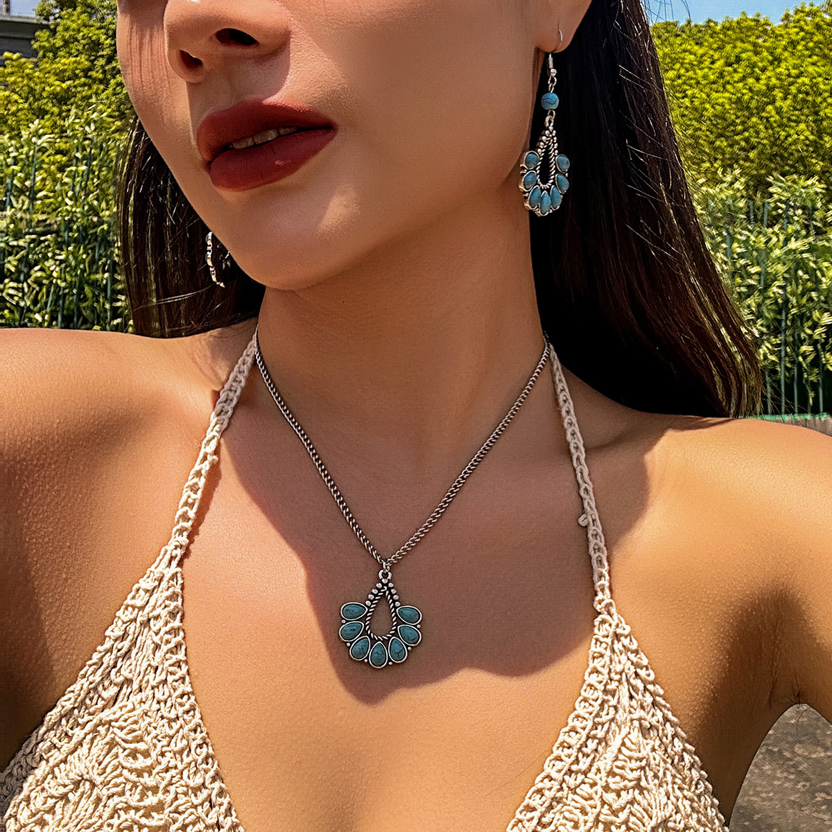 fashion Beach Water Drop Tassel Small Neckchain Jewelry Sweet Cool Spicy Girl Ethnic Bohemian Pie designer Necklace