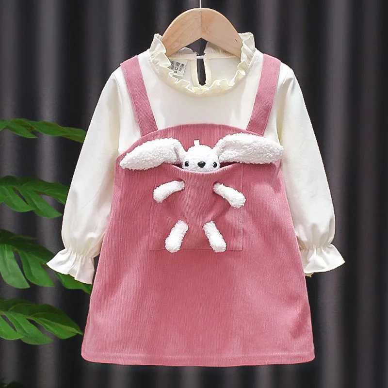 Kid Girl Dress Princess Dress Pocket Bear Gift Birthday Par Children Puff Long Sleeve Toddler Girl Clothes Teen Baby Suit A830 Z250214