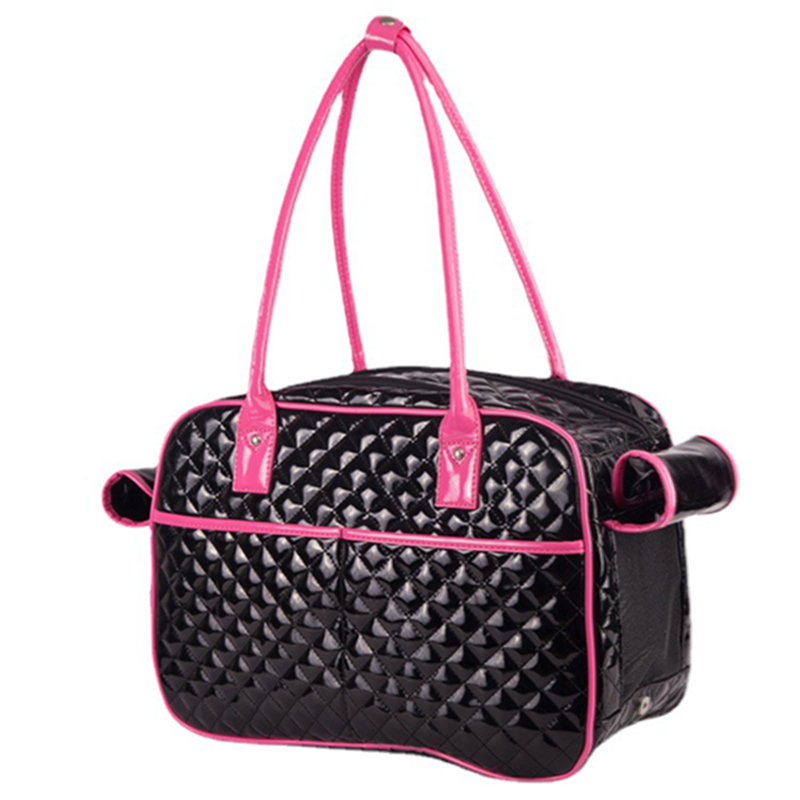 Dog Carrier for Available in All Seasons, Double Sided Breathable Mesh, Holds Up to 8lbs Quality PU Patent Leather Pet Carrier for Outdoor Travel Walk