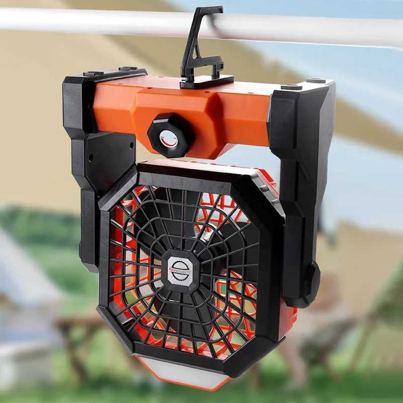 USB Portable Rechargeable Adjustable Speed Lantern Camping Fan With Led Lights For Tent 7800mAh Battery Operated Powered Z250214