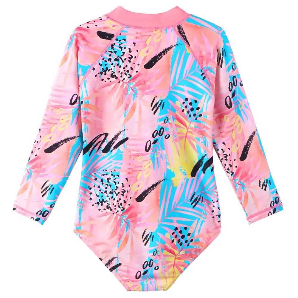 BAOHULU Kids One-Piece Swimsuit UV 50+ Protective Summer Rash Guard Long Sleeve Mix Peach Color Swimwear Water Sport Costumes Z250214