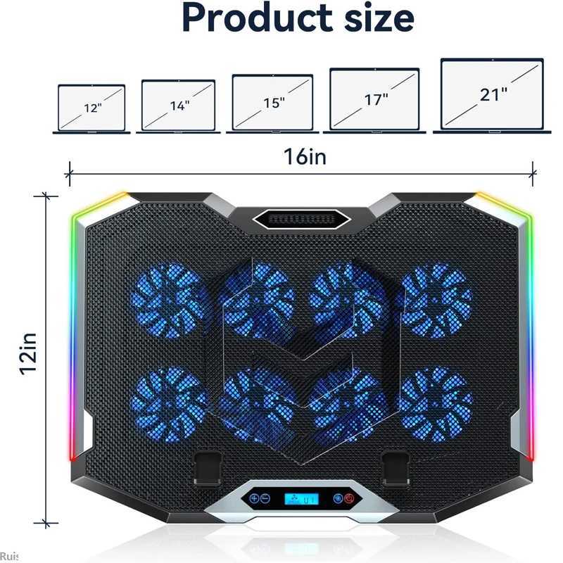 Universal Laptop Cooler Adjust Stand port with RGB Laptop Cooling Pad Fan for MacBook ASUS15-17.3 Inch LaptopsXJ250214