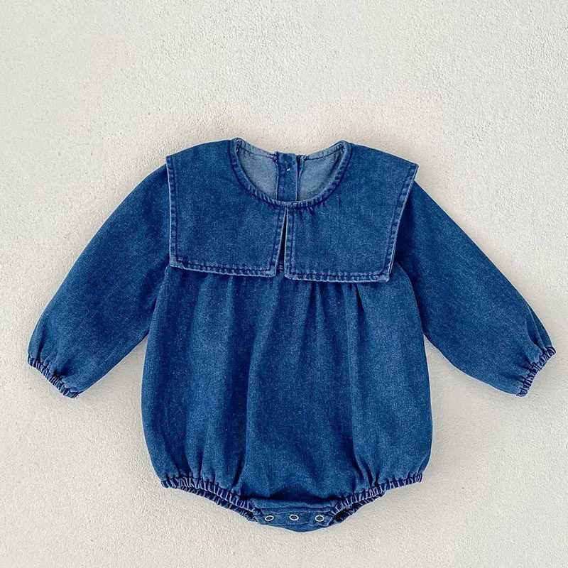 2024 New Autumn Sister Dress 2-6Yrs Girl Par Dress Long Sleeved Solid Color Denim Baby Girl Romper Kids Princess Dresses Z250214