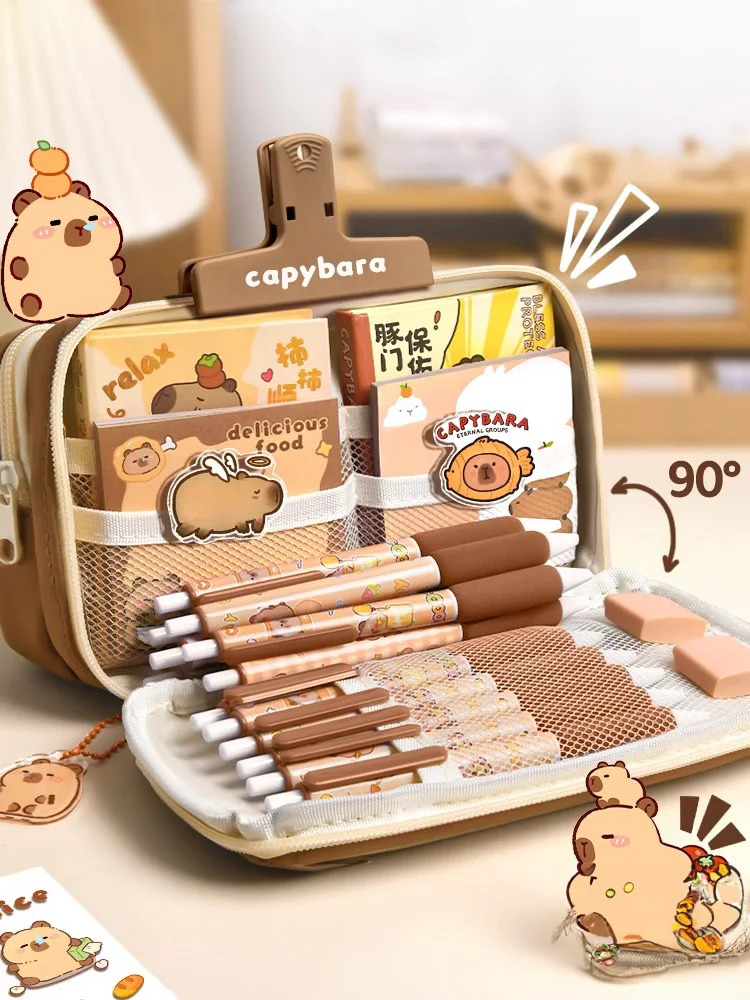 Cute fabric pencil case Kawaii large capacity animal zipper rens bag rens boys pencil bag girls school supplies 250210
