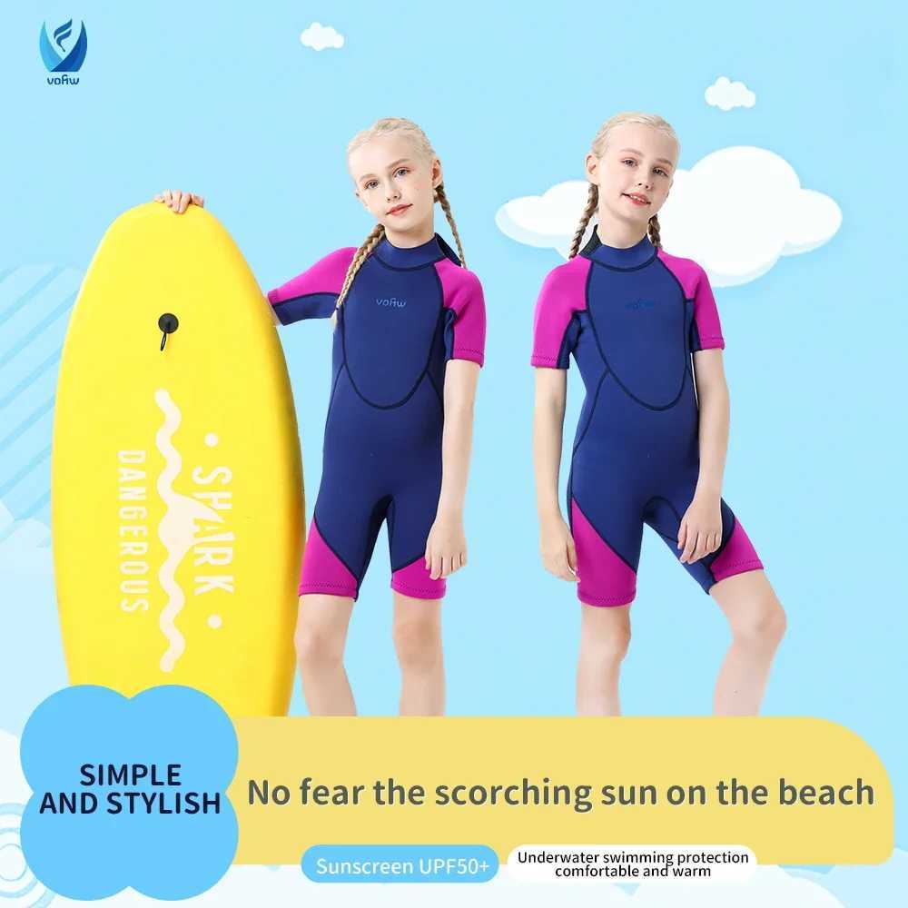 Childrens 2mm 3mm Neoprene Wetsuit One-piece Long Sleeve Diving Suit Cold Proof Sunscreen Surfing Swimming Snorkeling Swimsuit Z250214
