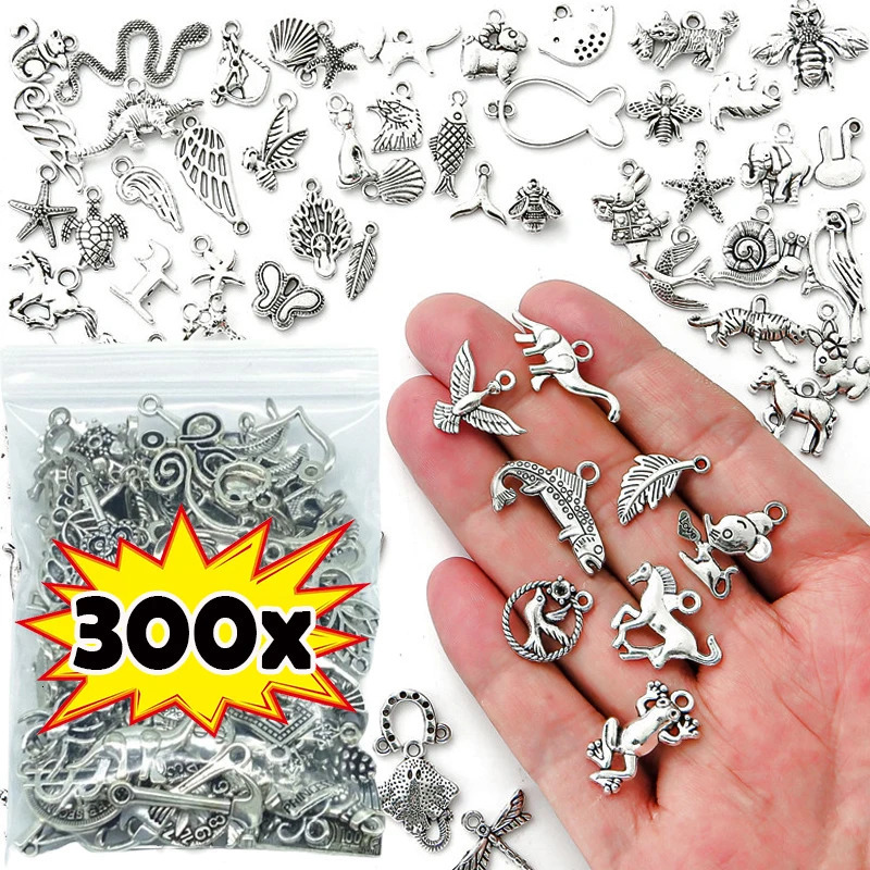 100/300pcs Tibetan Silver Mixed Pendant Animals Charms Beads for Jewelry Making Bracelet Earrings Necklace DIY Craft Art Charms 250214
