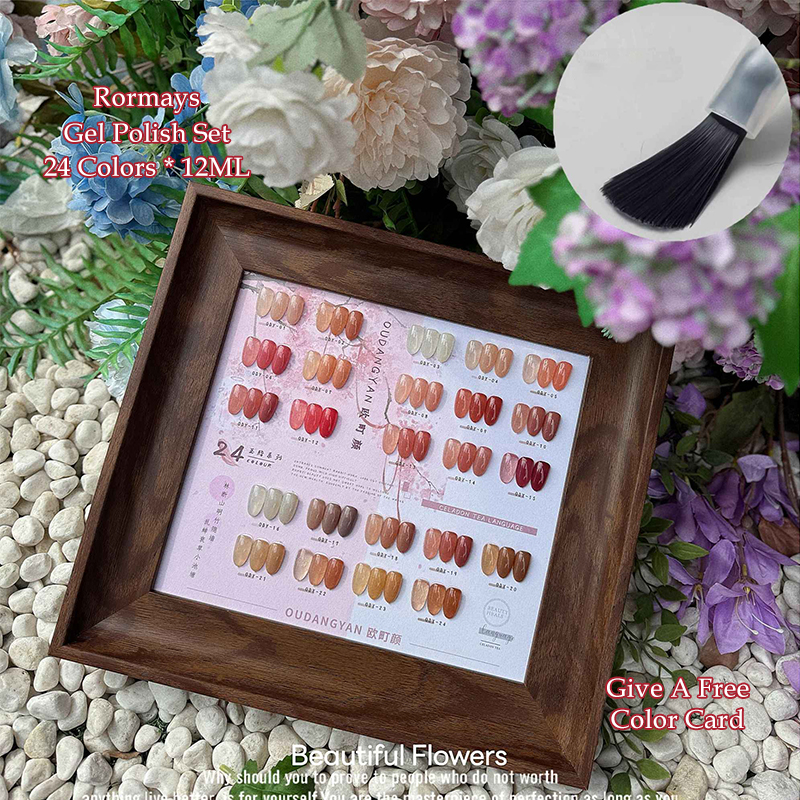 Rormays Jade Grease Pop Color gel 24 Color Polishing Set Ice Transparent Bare Color Lasting UV LED Pink Nail Primer Whitening Wholesale Factory