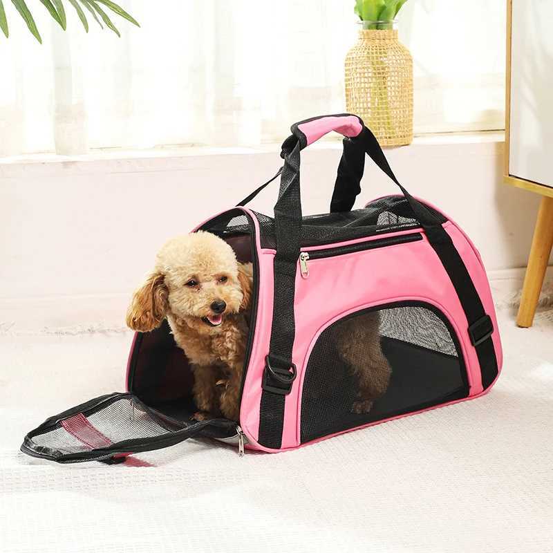 Others Dog Carrier Cat Bags Portable Dog Carrier Bag Mesh Breathable Foldable Cats Carrier Bag Travel Breathable Transport Handbag H250213