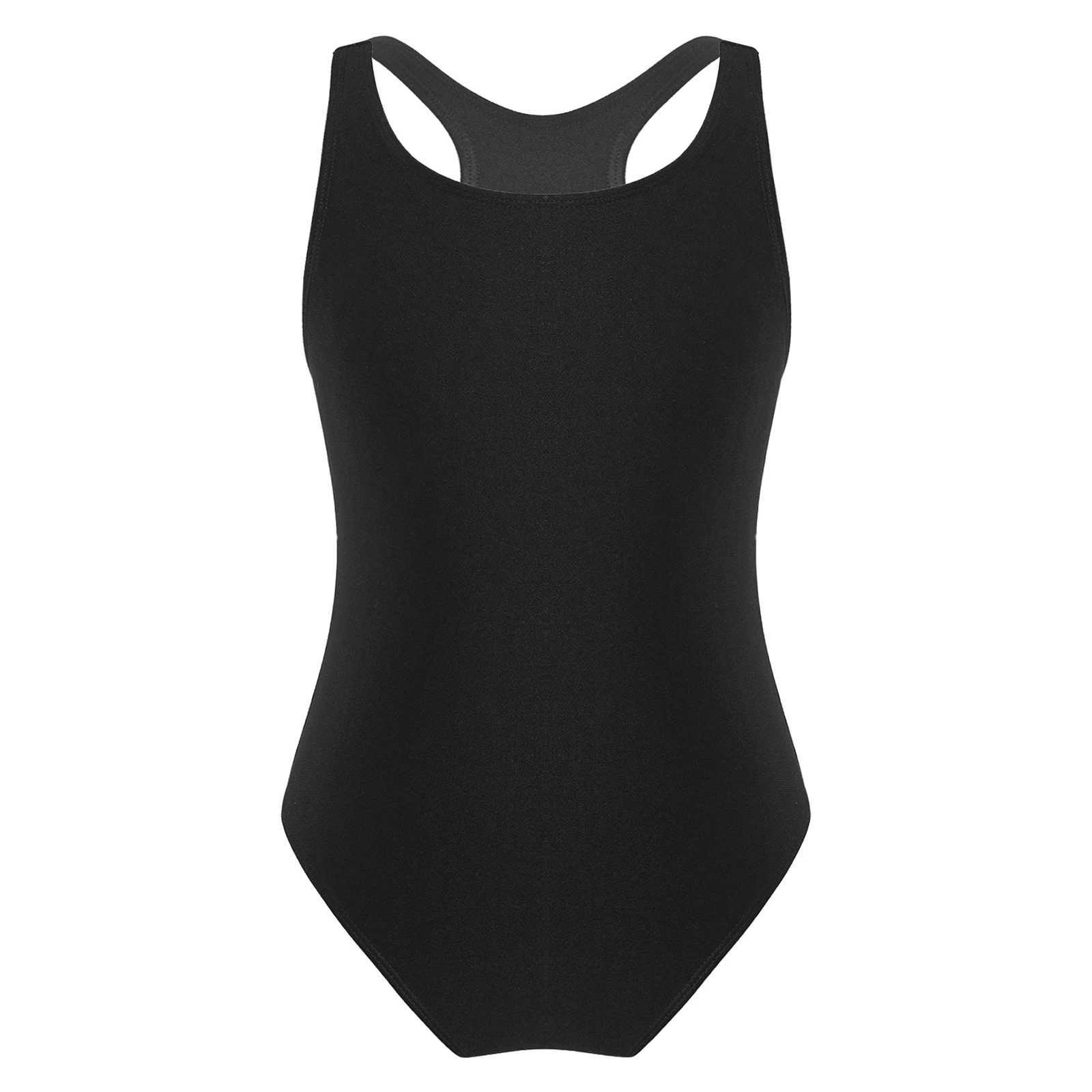 Teens Girls One-Piece Swimwear Swimsuit Fashion Racer Keyhole Back Stretchy Leotard Summer Monokini Bathing Suit 8-16Yrs Z250214
